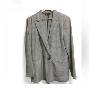 INC International Concepts Size XL Black/White Glen Plaid Blazer Double Breasted